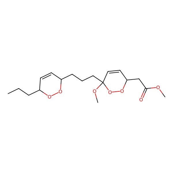 2D Structure of methyl 2-[6-methoxy-6-[3-(6-propyl-3,6-dihydro-1,2-dioxin-3-yl)propyl]-3H-1,2-dioxin-3-yl]acetate