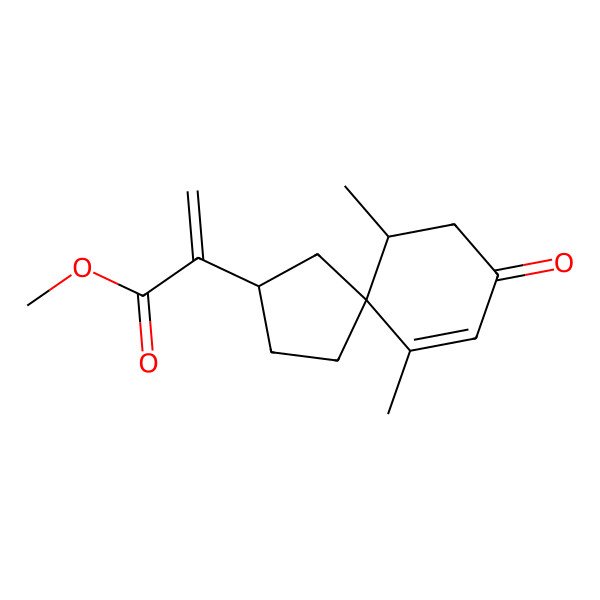 2D Structure of Methyl 2-(6,10-dimethyl-8-oxospiro[4.5]dec-9-en-3-yl)prop-2-enoate