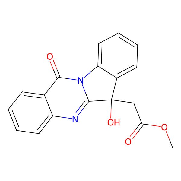 2D Structure of methyl 2-[(6S)-6-hydroxy-12-oxoindolo[2,1-b]quinazolin-6-yl]acetate