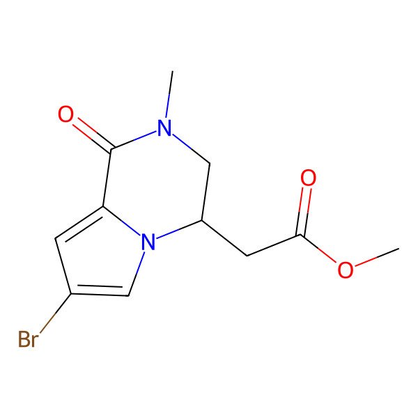 2D Structure of Methyl 2-(7-bromo-2-methyl-1-oxo-3,4-dihydropyrrolo[1,2-a]pyrazin-4-yl)acetate