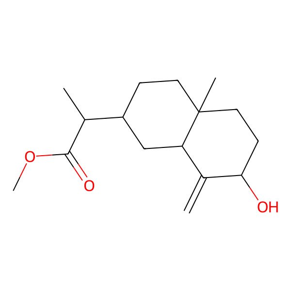 2D Structure of Methyl 2-(7-hydroxy-4a-methyl-8-methylidene-1,2,3,4,5,6,7,8a-octahydronaphthalen-2-yl)propanoate