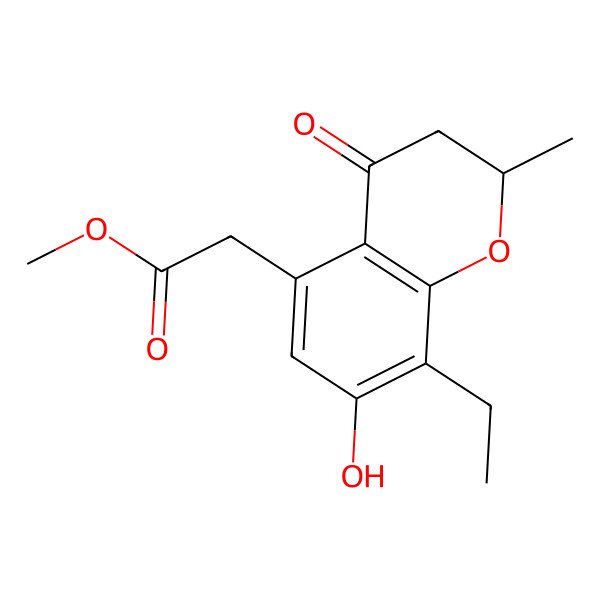 2D Structure of Methyl 2-(8-ethyl-7-hydroxy-2-methyl-4-oxo-2,3-dihydrochromen-5-yl)acetate
