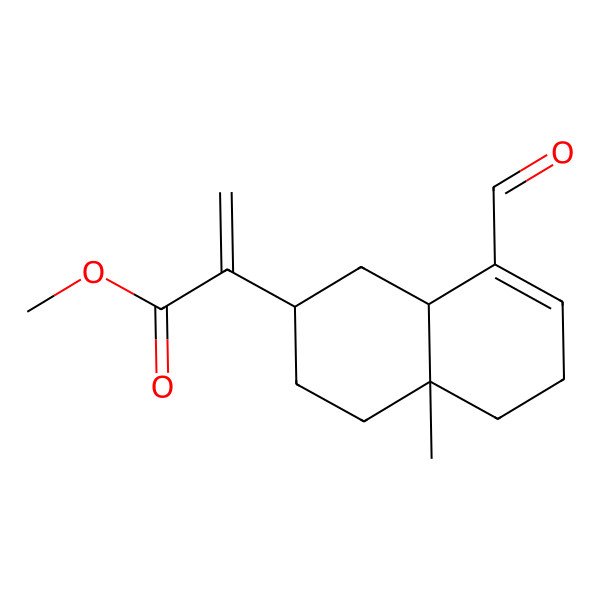 2D Structure of methyl 2-(8-formyl-4a-methyl-2,3,4,5,6,8a-hexahydro-1H-naphthalen-2-yl)prop-2-enoate