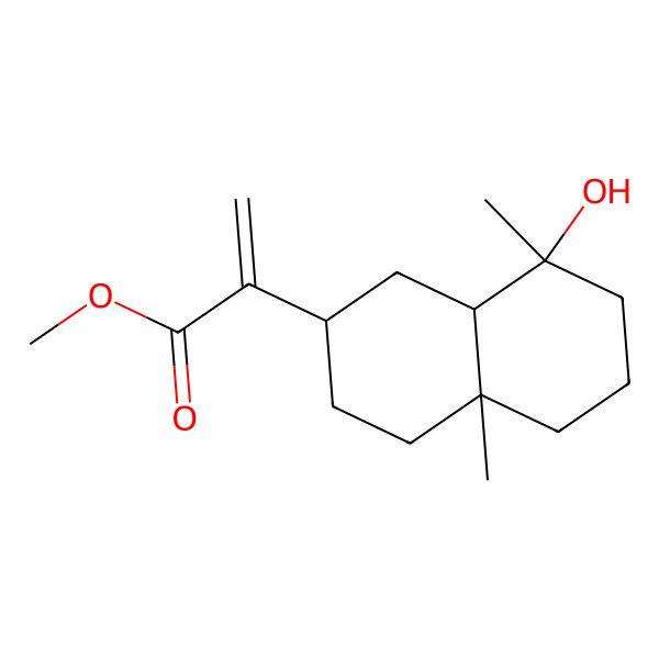 2D Structure of Methyl 2-(8-hydroxy-4a,8-dimethyl-1,2,3,4,5,6,7,8a-octahydronaphthalen-2-yl)prop-2-enoate 2D Structure of Methyl 2-(8-hydroxy-4a,8-dimethyl-1,2,3,4,5,6,7,8a-octahydronaphthalen-2-yl)prop-2-enoate