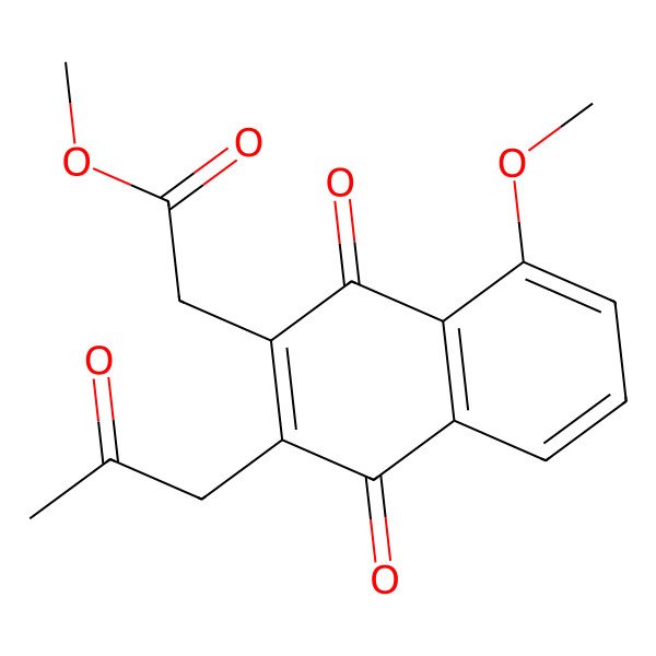 2D Structure of Methyl 2-[8-methoxy-1,4-dioxo-3-(2-oxopropyl)naphthalen-2-yl]acetate