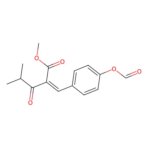 2D Structure of Methyl 2-{(E)-2-[4-(formyloxy)phenyl]ethenyl}-4-methyl-3-oxopentanoate