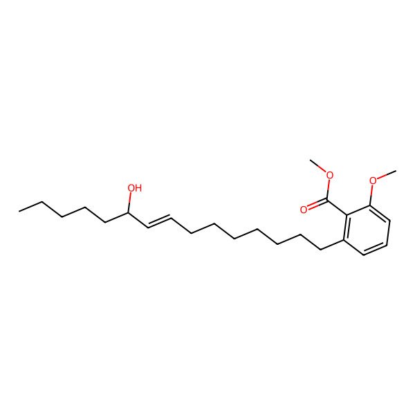 2D Structure of methyl 2-[(E,10S)-10-hydroxypentadec-8-enyl]-6-methoxybenzoate