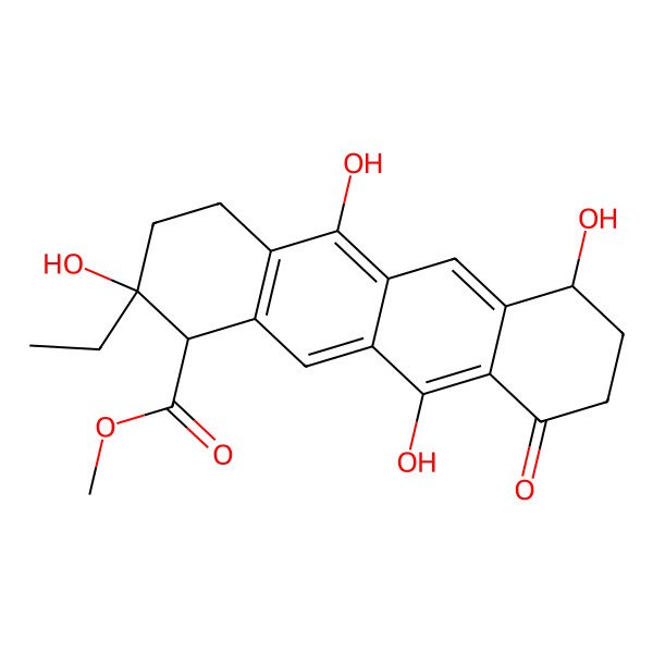 2D Structure of Methyl 2-ethyl-2,5,7,11-tetrahydroxy-10-oxo-1,3,4,7,8,9-hexahydrotetracene-1-carboxylate