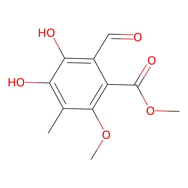 2D Structure of Methyl 2-formyl-3,4-dihydroxy-6-methoxy-5-methylbenzoate