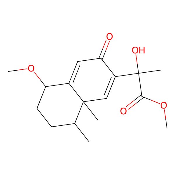 2D Structure of Methyl 2-hydroxy-2-(5-methoxy-8,8a-dimethyl-3-oxo-5,6,7,8-tetrahydronaphthalen-2-yl)propanoate 2D Structure of Methyl 2-hydroxy-2-(5-methoxy-8,8a-dimethyl-3-oxo-5,6,7,8-tetrahydronaphthalen-2-yl)propanoate