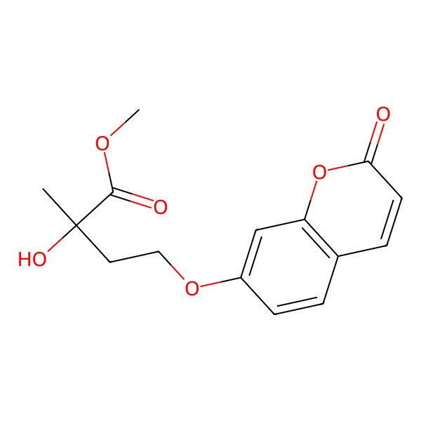 2D Structure of Methyl 2-hydroxy-2-methyl-4-(2-oxochromen-7-yl)oxybutanoate