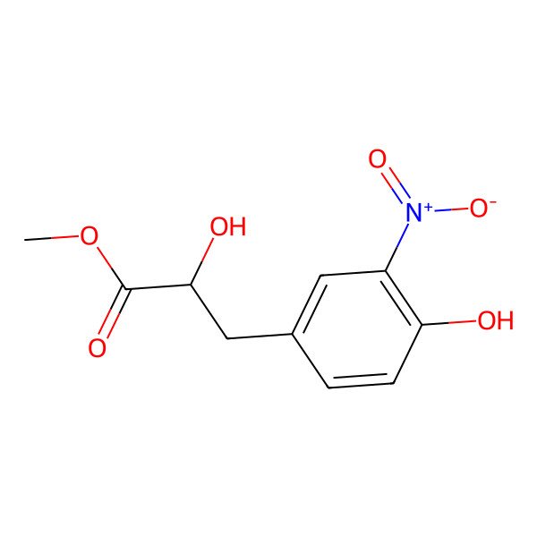 2D Structure of 2-Hydroxy-3-(4-hydroxy-3-nitrophenyl)-propionic acid methyl ester
