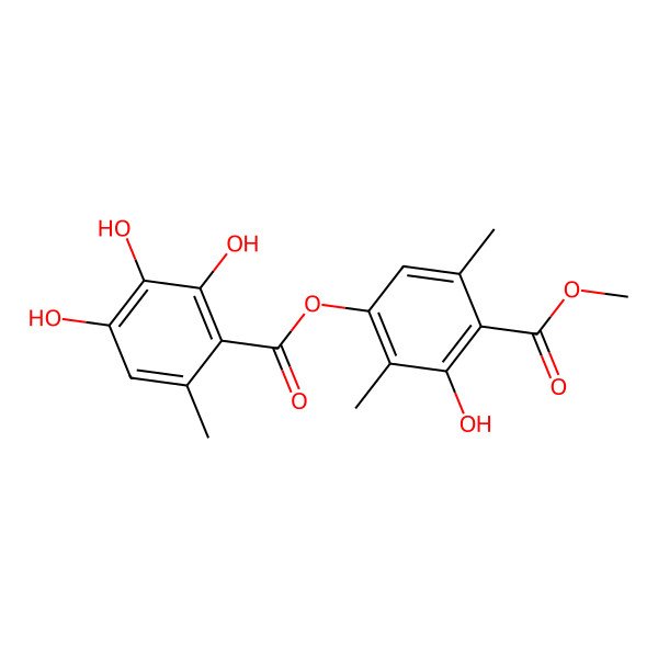 2D Structure of Methyl 2-hydroxy-3,6-dimethyl-4-[(2,3,4-trihydroxy-6-methylbenzoyl)oxy]benzoate