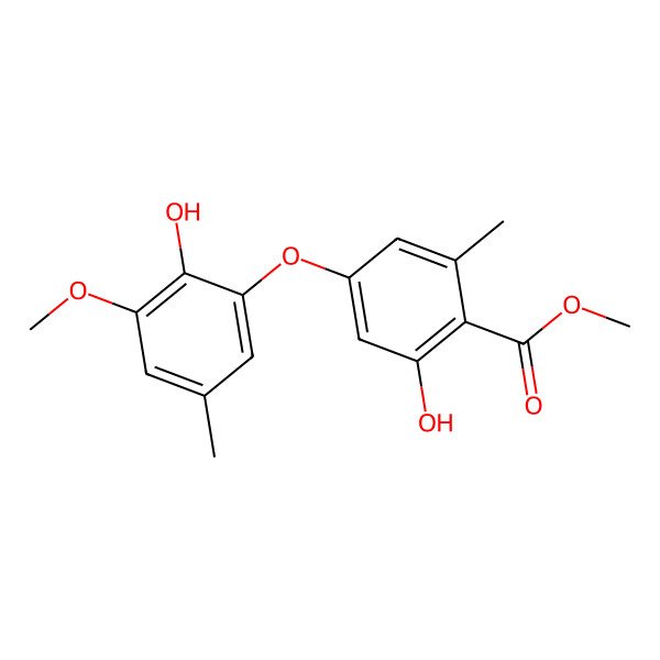 2D Structure of Methyl 2-hydroxy-4-(2-hydroxy-3-methoxy-5-methylphenoxy)-6-methylbenzoate
