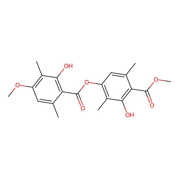 2D Structure of Methyl 2-hydroxy-4-[(2-hydroxy-4-methoxy-3,6-dimethylbenzoyl)oxy]-3,6-dimethylbenzoate