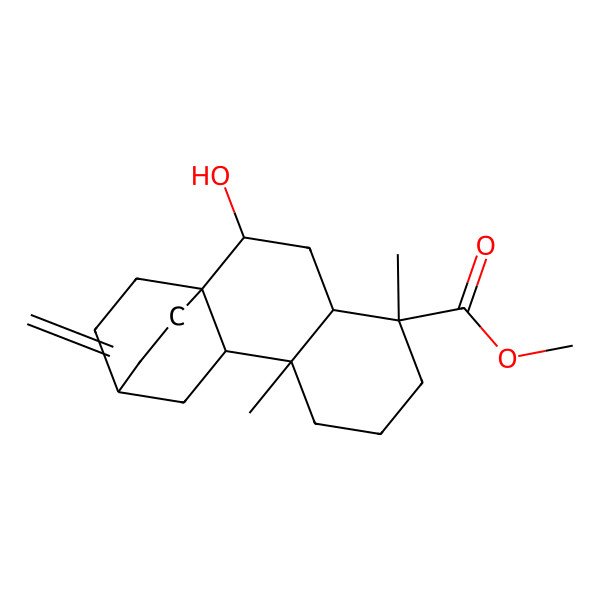 2D Structure of Methyl 2-hydroxy-5,9-dimethyl-13-methylidenetetracyclo[10.2.2.01,10.04,9]hexadecane-5-carboxylate