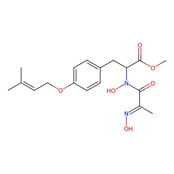 2D Structure of Methyl 2-[hydroxy(2-hydroxyiminopropanoyl)amino]-3-[4-(3-methylbut-2-enoxy)phenyl]propanoate