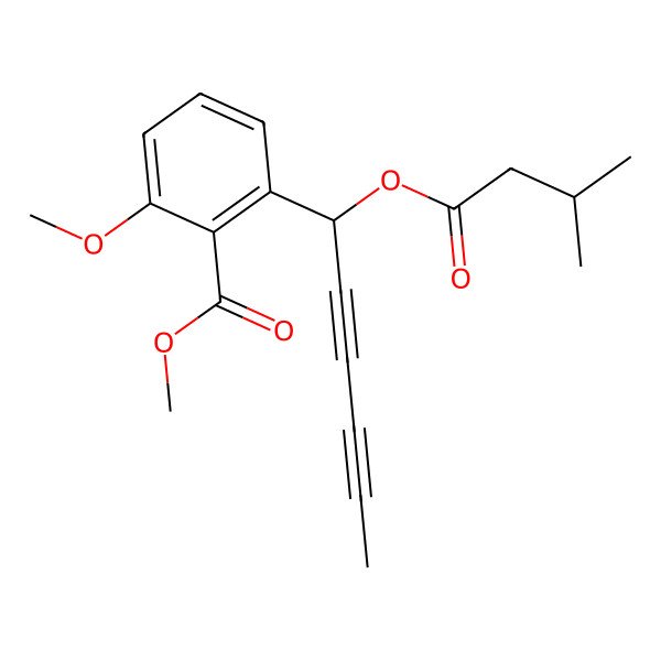 2D Structure of Methyl 2-methoxy-6-[1-(3-methylbutanoyloxy)hexa-2,4-diynyl]benzoate