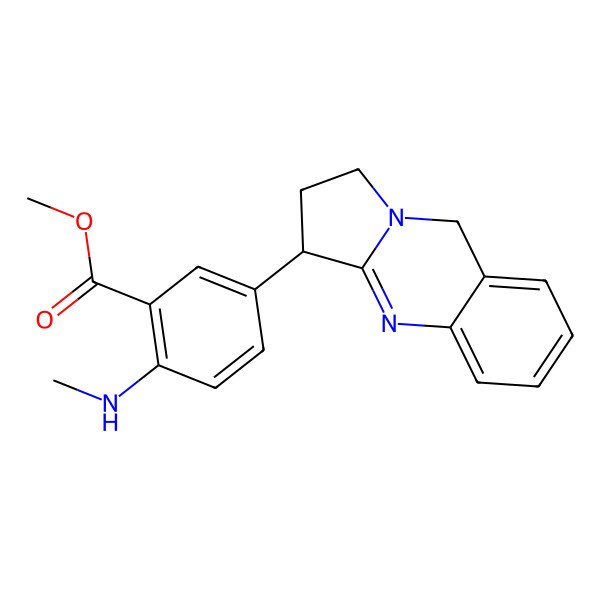 2D Structure of methyl 2-(methylamino)-5-[(3S)-1,2,3,9-tetrahydropyrrolo[2,1-b]quinazolin-3-yl]benzoate