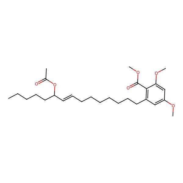 2D Structure of methyl 2-[(Z,10R)-10-acetyloxypentadec-8-enyl]-4,6-dimethoxybenzoate