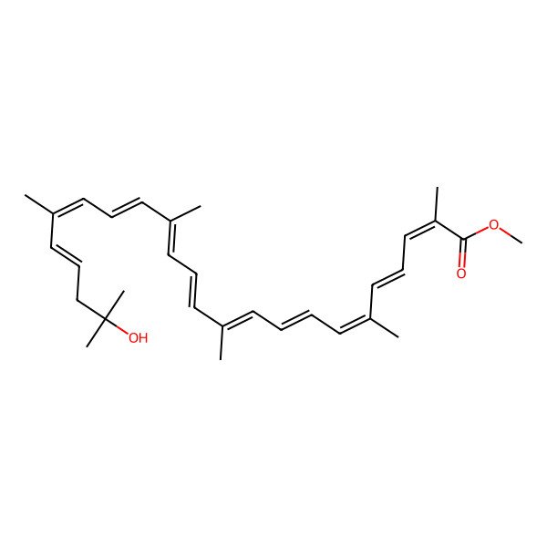 2D Structure of Methyl 23-hydroxy-2,6,11,15,19,23-hexamethyltetracosa-2,4,6,8,10,12,14,16,18,20-decaenoate