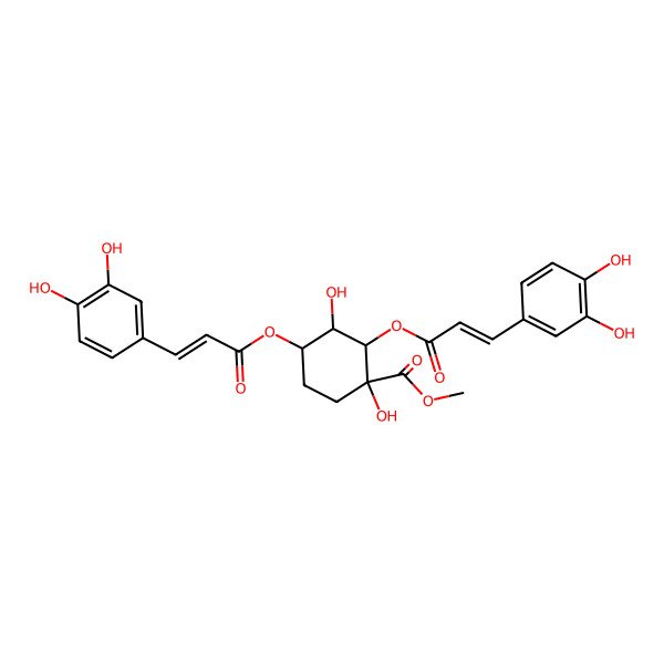 2D Structure of Methyl 2,4-bis[3-(3,4-dihydroxyphenyl)prop-2-enoyloxy]-1,3-dihydroxycyclohexane-1-carboxylate