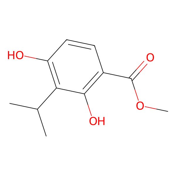 2D Structure of Methyl 2,4-dihydroxy-3-(propan-2-yl)benzoate 2D Structure of Methyl 2,4-dihydroxy-3-(propan-2-yl)benzoate