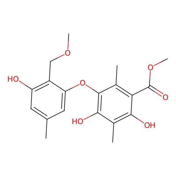 2D Structure of Methyl 2,4-dihydroxy-5-[3-hydroxy-2-(methoxymethyl)-5-methylphenoxy]-3,6-dimethylbenzoate