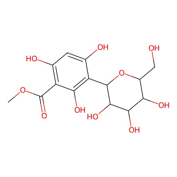 2D Structure of Methyl 2,4,6-trihydroxy-3-[3,4,5-trihydroxy-6-(hydroxymethyl)oxan-2-yl]benzoate