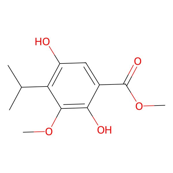 2D Structure of Methyl 2,5-dihydroxy-3-methoxy-4-propan-2-ylbenzoate