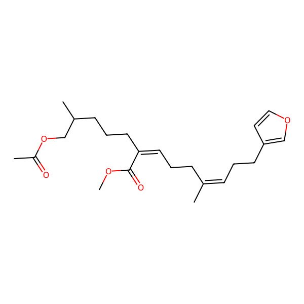 2D Structure of methyl (2E,6E)-2-[(4S)-5-acetyloxy-4-methylpentyl]-9-(furan-3-yl)-6-methylnona-2,6-dienoate