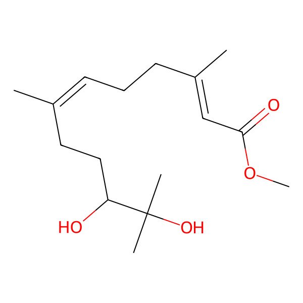 2D Structure of methyl (2E,6E,10R)-10,11-dihydroxy-3,7,11-trimethyldodeca-2,6-dienoate