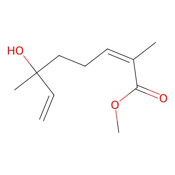 2D Structure of methyl (2E,6S)-6-hydroxy-2,6-dimethylocta-2,7-dienoate