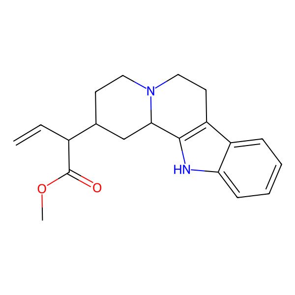 2D Structure of methyl (2R)-2-[(2S,12bR)-1,2,3,4,6,7,12,12b-octahydroindolo[2,3-a]quinolizin-2-yl]but-3-enoate
