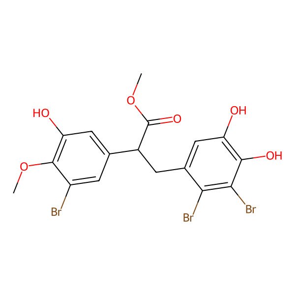 2D Structure of methyl (2R)-2-(3-bromo-5-hydroxy-4-methoxyphenyl)-3-(2,3-dibromo-4,5-dihydroxyphenyl)propanoate