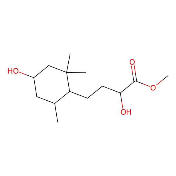 2D Structure of methyl (2R)-2-hydroxy-4-[(1S,4R,6R)-4-hydroxy-2,2,6-trimethylcyclohexyl]butanoate