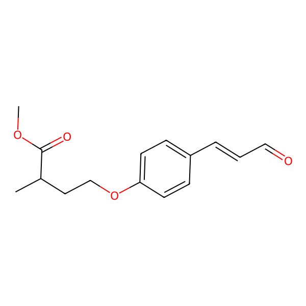 2D Structure of methyl (2R)-2-methyl-4-[4-[(E)-3-oxoprop-1-enyl]phenoxy]butanoate
