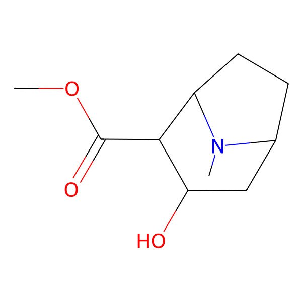 2D Structure of methyl (2R)-3-hydroxy-8-methyl-8-azabicyclo[3.2.1]octane-2-carboxylate
