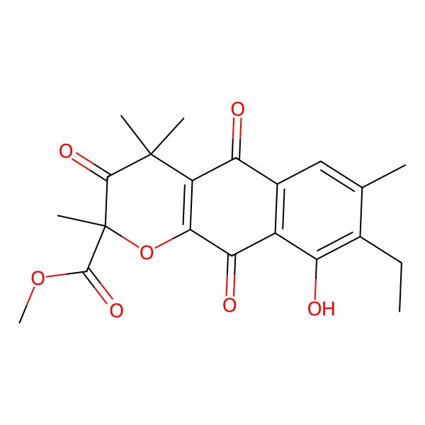 2D Structure of methyl (2R)-8-ethyl-9-hydroxy-2,4,4,7-tetramethyl-3,5,10-trioxobenzo[g]chromene-2-carboxylate