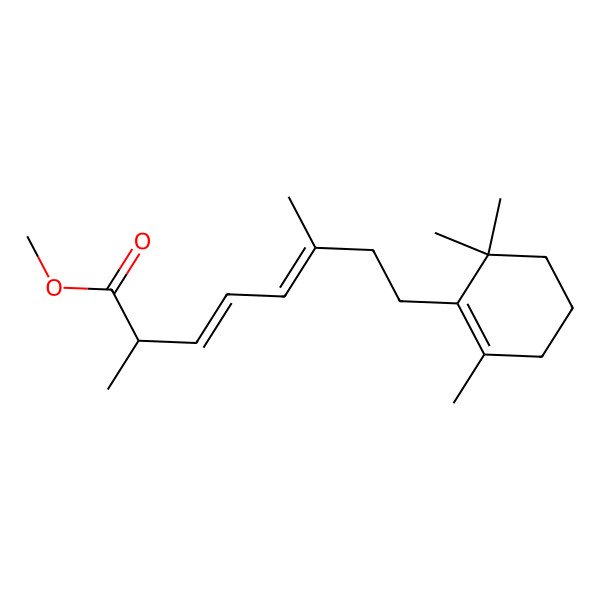 2D Structure of methyl (2R,3E,5E)-2,6-dimethyl-8-(2,6,6-trimethylcyclohexen-1-yl)octa-3,5-dienoate