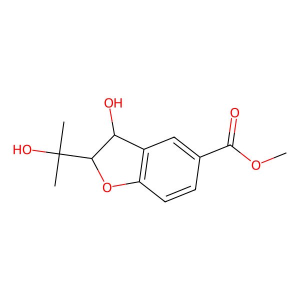 2D Structure of methyl (2R,3R)-3-hydroxy-2-(2-hydroxypropan-2-yl)-2,3-dihydro-1-benzofuran-5-carboxylate