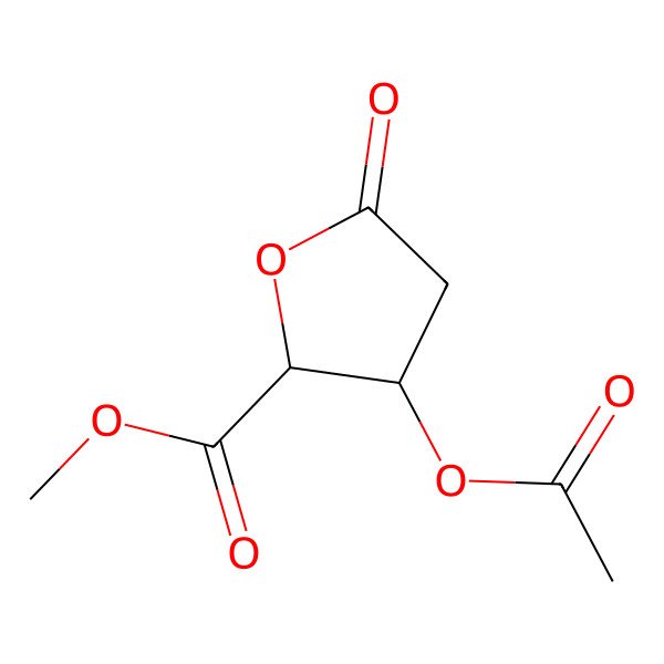 2D Structure of methyl (2R,3S)-3-acetyloxy-5-oxooxolane-2-carboxylate