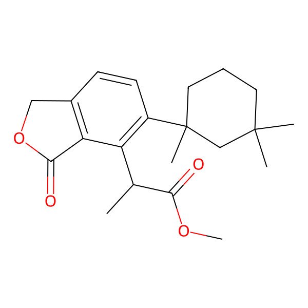 2D Structure of methyl (2S)-2-[3-oxo-5-[(1R)-1,3,3-trimethylcyclohexyl]-1H-2-benzofuran-4-yl]propanoate