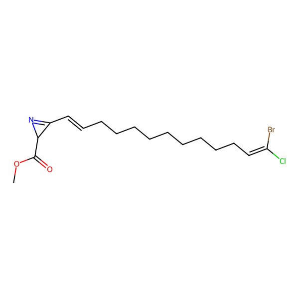 2D Structure of methyl (2S)-3-[(1Z,12Z)-13-bromo-13-chlorotrideca-1,12-dienyl]-2H-azirine-2-carboxylate