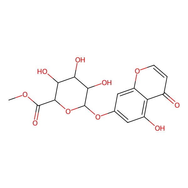 2D Structure of methyl (2S,3S,4S,5R,6S)-3,4,5-trihydroxy-6-(5-hydroxy-4-oxochromen-7-yl)oxyoxane-2-carboxylate