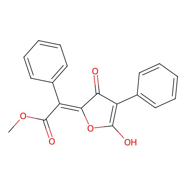 2D Structure of methyl (2Z)-2-(5-hydroxy-3-oxo-4-phenylfuran-2-ylidene)-2-phenylacetate