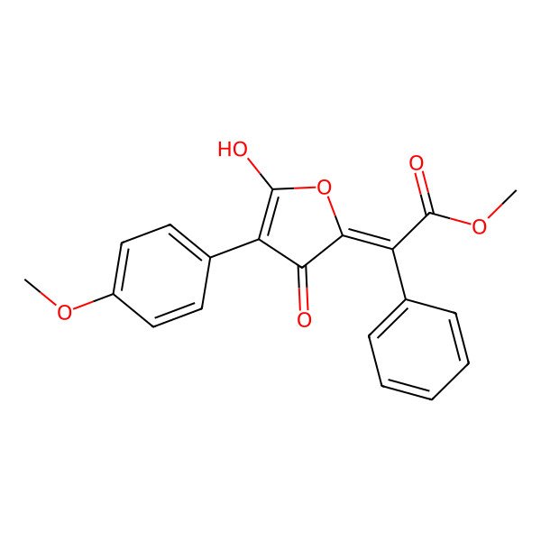 2D Structure of methyl (2Z)-2-[5-hydroxy-4-(4-methoxyphenyl)-3-oxofuran-2-ylidene]-2-phenylacetate