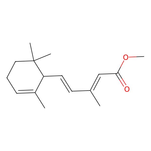 2D Structure of methyl (2Z,4E)-3-methyl-5-[(1R)-2,6,6-trimethylcyclohex-2-en-1-yl]penta-2,4-dienoate