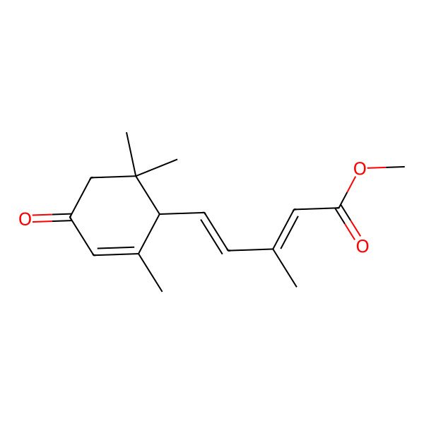2D Structure of methyl (2Z,4E)-3-methyl-5-[(1S)-2,6,6-trimethyl-4-oxocyclohex-2-en-1-yl]penta-2,4-dienoate