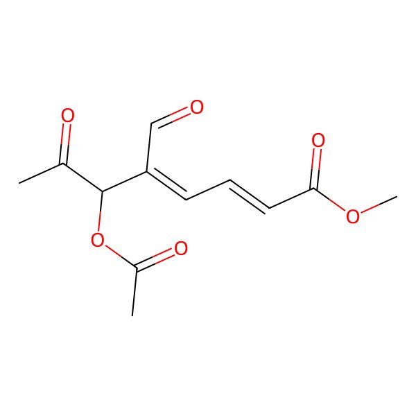 2D Structure of methyl (2Z,4E,6S)-6-acetyloxy-5-formyl-7-oxoocta-2,4-dienoate